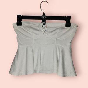 Free People FP Lovecraft Tube Top Flowy Crinkly Peplum Cropped Boho Smocked XS